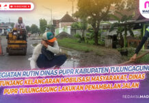 Tunjang Kelancaran Mobilisasi Masyarakat, Dinas Pupr Tulungagung Lakukan Penambalan Jalan