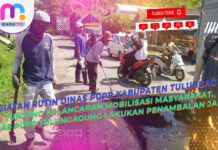 Tunjang Kelancaran Mobilisasi Masyarakat, Dinas PUPR Tulungagung Lakukan Penambalan Jalan