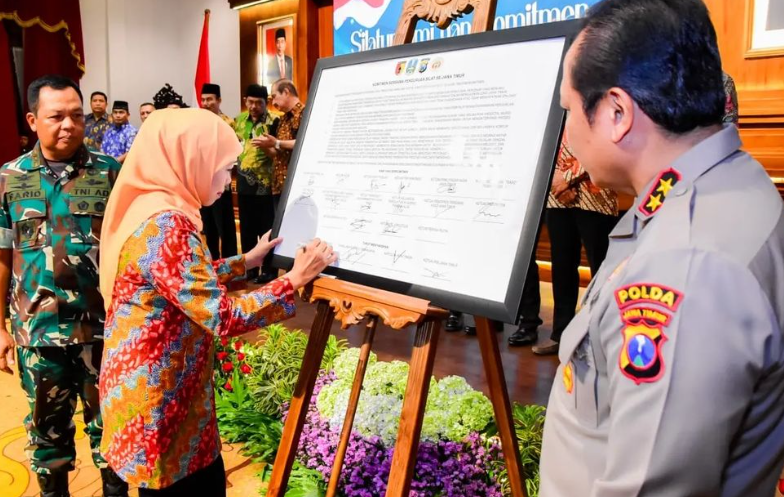 Gubernur jawa timur,Forkopimda Jatim dan Bupati/Walikota Sepakat Perkuat Komitmen Cegah Kriminalitas Jelang Idul Fitri