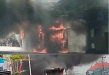 Bus AKAP tujuan Surabaya – Cilacap Terbakar, Api Hanguskan Seluruh Bagian Bus
